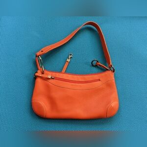 Puntotrea Whole Grain Leather Orange Shoulder Bag